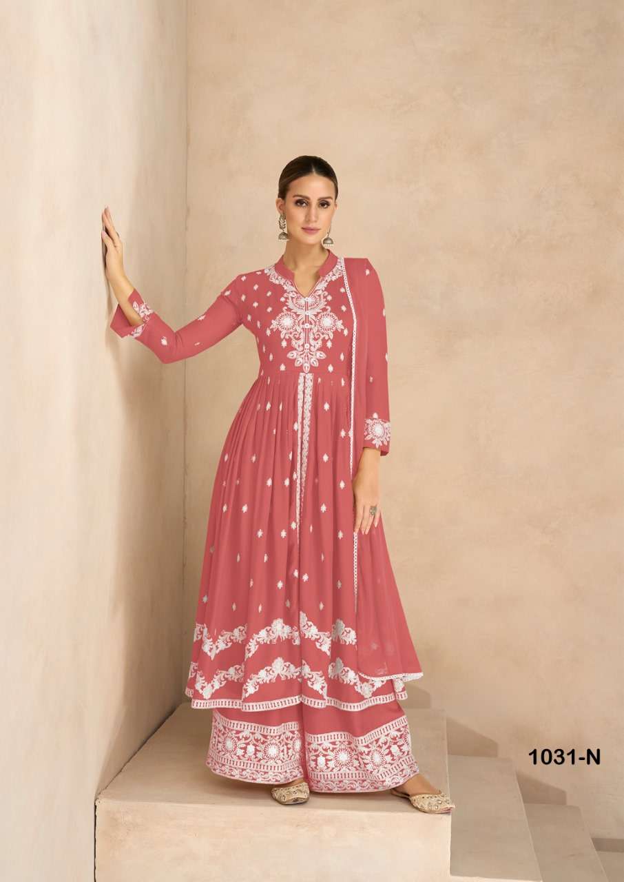 LAKHNAVI VOL 6 HIT LISTHEAVY RAYON LAKHNAWI WORK KURTI WITH PLAZZO AND NAZMIN DUPATTA BY S3FOREVER BRAND 1031 N
